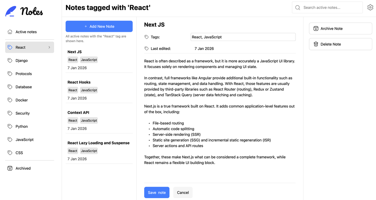 Application overview filtered by 'React'
